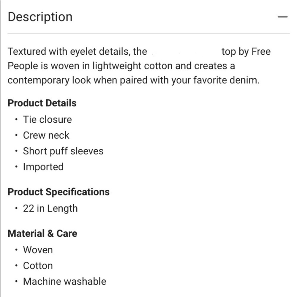 Free People White Eyelet Puff Sleeve Blouse Top - Picture 12 of 13